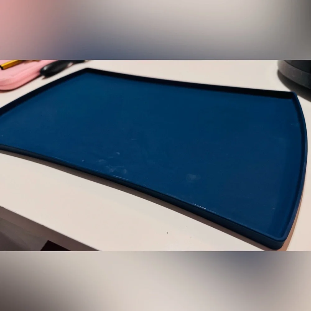 XL 19” Navy Blue Silicone Dog Feeding Mat Waterproof Easy Clean